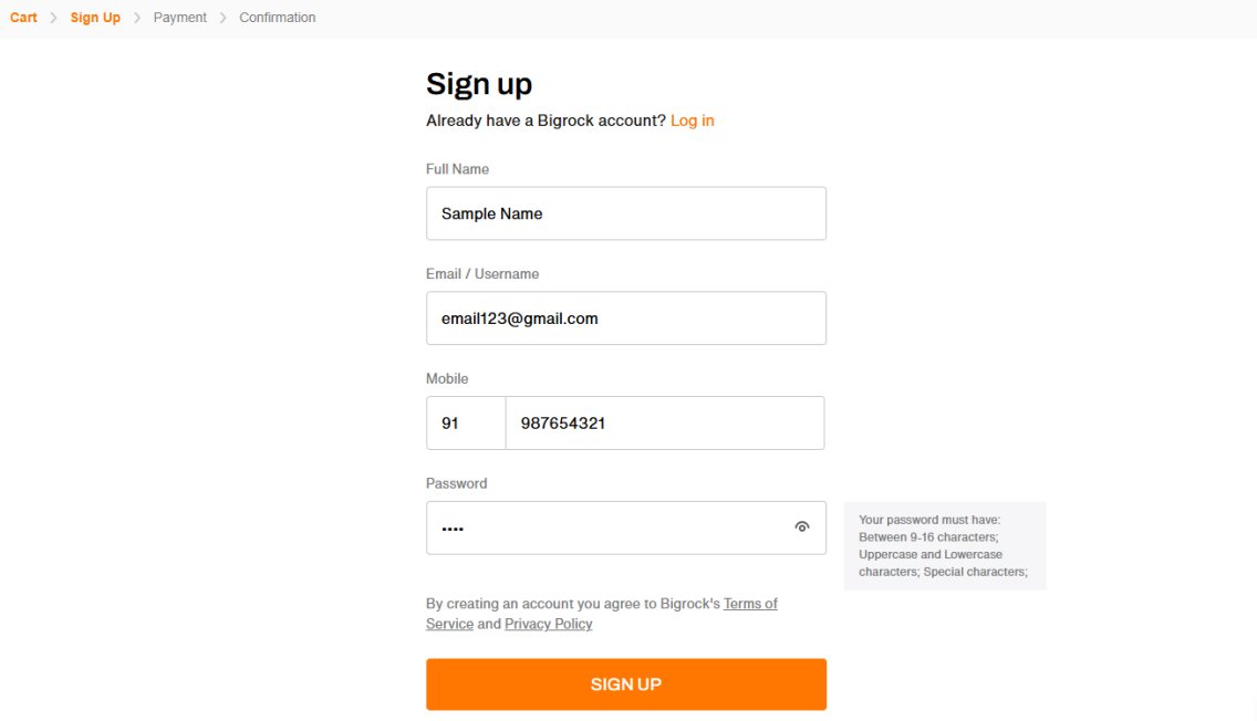 bigrock details page